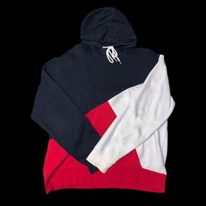 red blue and white light hoodie